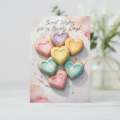 Carte Biscuits en forme de cœur aux vœux doux (Debout devant)