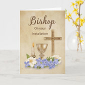 Carte Bishop Installation Félicitations Cross Candle (Fleur jaune)