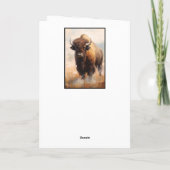 Carte Bison Buffalo Portrait heureux Anniversaire Nom (Dos)