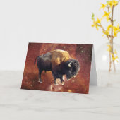 Carte Bison Buffalo Wildlife Outer Space Grey Card (Fleur jaune)
