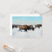 Carte Bison dans la neige (par Rosa Bonheur) (Devant/Arrière en situation)