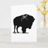 Carte Bison de bison noir et blanc Pop Art (Fleur jaune)