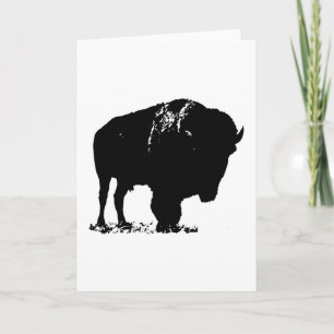 Carte Bison de bison noir et blanc Pop Art
