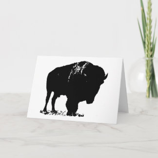 Carte Bison de bison noir et blanc Pop Art