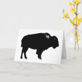 Carte Bison noir et blanc Silhouette Pop Art (Fleur jaune)
