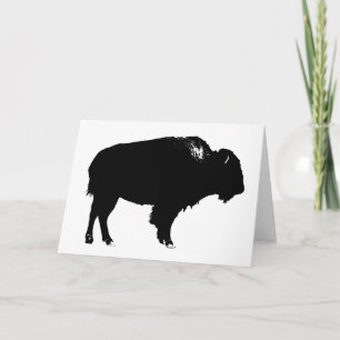 Carte Bison noir et blanc Silhouette Pop Art