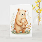 Carte Bisou Ours à Points (Fleur jaune)