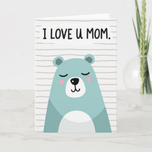 Carte Bisous Ours Maman Je T'aime