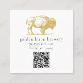 Carte Biz Carré Brown Gold Buffalo QR Code (Dos)