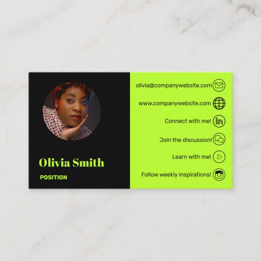 Carte Biz Lime & Black Entrepreneur moderne (Devant)