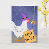 Carte Bizarre de poulet d'Halloween (Fleur jaune)