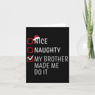 Carte Bizarre Naughty Nice Noël Famille Pajama Hommes Fe