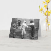 Carte Bizarre photo Vintage des costumes de poulet (Fleur jaune)