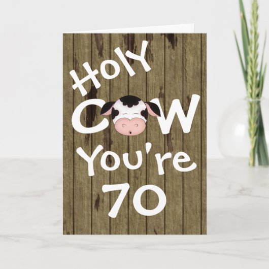 Carte Bizarre vache sainte Vous avez 70 ans Anniversaire (Devant)