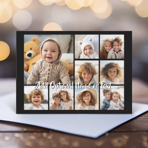 Carte Black 9 Photo Carré Collage - avec script blanc