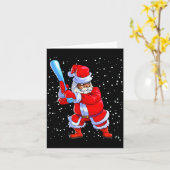 Carte Black African American Santa Claus Baseball Afro C (Fleur jaune)