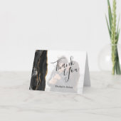 Carte Black Agate Gold Faded Mariage photo Merci (Devant)
