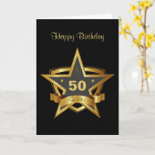Carte Black and Gold 50th Birthday Star (Fleur jaune)
