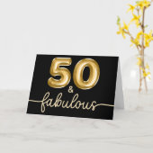 Carte Black and Gold Glam 50 and Fabulous (Fleur jaune)