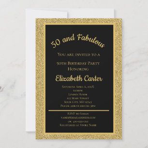Carte Black and Gold Glitter 50 et merveilleux Anniversa