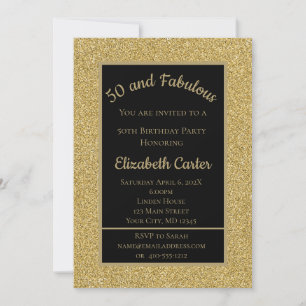 Carte Black and Gold Glitter 50 et merveilleux Anniversa