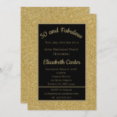 Carte Black and Gold Parties scintillant 50 et Fabulous (Devant / Derrière)