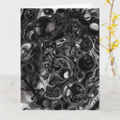 Carte Black and Marbre blanc Fluid Art Joyeux anniversai (Fleur jaune)