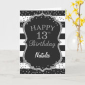 Carte Black and Silver Glitter 13e Birthday (Fleur jaune)