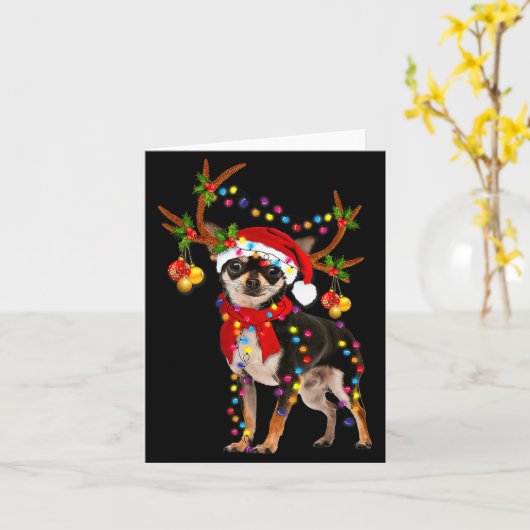 Carte Black And Tan Chihuahua Gorgeous Reindeer Christma (Fleur jaune)