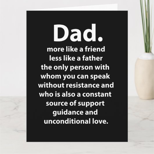 Carte Black and White Dad Daddy Quote (Devant)