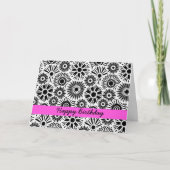 Carte Black and white floral Birthday Card (Devant)