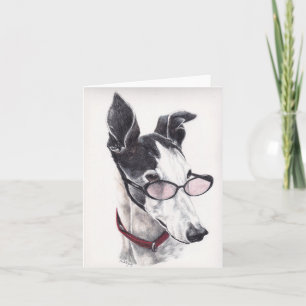 Carte Black and White Greyhound Dog Art Note
