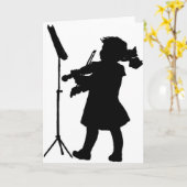 Carte Black and White Silhouette Girl Playing Violin Gre (Fleur jaune)