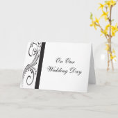 Carte Black and White Swirls Wedding Day (Fleur jaune)