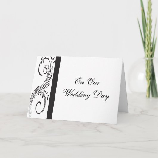 Carte Black and White Swirls Wedding Day (Devant)