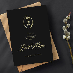 Carte Black Best Man Silhouette Simple Wedding Proposal