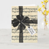 Carte Black Birthday Bow On Vintage Music (Fleur jaune)