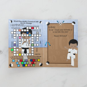 Carte Black Boys Karate Secret Message Joyeux anniversai