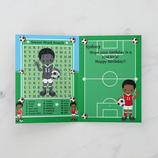Carte Black Boys Soccer Word Recherche Joyeux Anniversai (Intérieur)