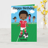 Carte Black Boys Soccer Word Recherche Joyeux Anniversai (Fleur jaune)