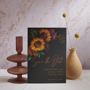 Carte Black Burnt Orange Elegant Wedding Enregistrer la