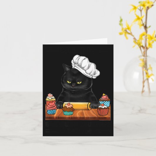 Carte Black Cat Baking Because Murder Is Wrong Cat Lover (Fleur jaune)