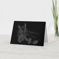 Black cat, Black Rose Grey Card