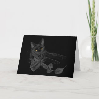 Carte Black cat, Black Rose Grey Card