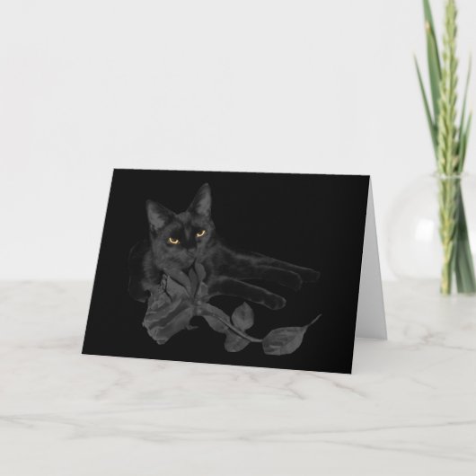 Carte Black cat, Black Rose Grey Card (Devant)