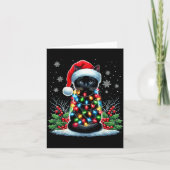 Carte Black Cat Christmas Santa Hat Funny Meowy Cat (Devant)