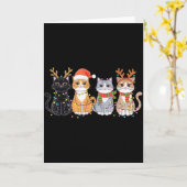 Carte Black Cat Christmas Santa Hat Funny Meowy Cat (Fleur jaune)