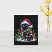 Carte Black Cat Christmas Santa Hat Funny Meowy Cats (Fleur jaune)