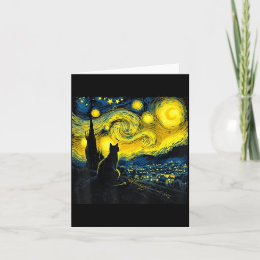 Carte Black Cat Funny Cat Lover Mom Daddy Starry Night V (Devant)