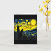 Carte Black Cat Funny Cat Lover Mom Daddy Starry Night V (Fleur jaune)